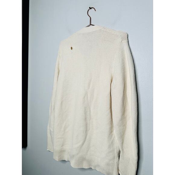TOCCIN x RTR Off-White 100% Cotton Knit Front Button Beach Cardigan Size Large - Picture 9 of 15